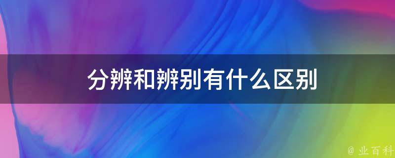 分辨和辨别有什么区别